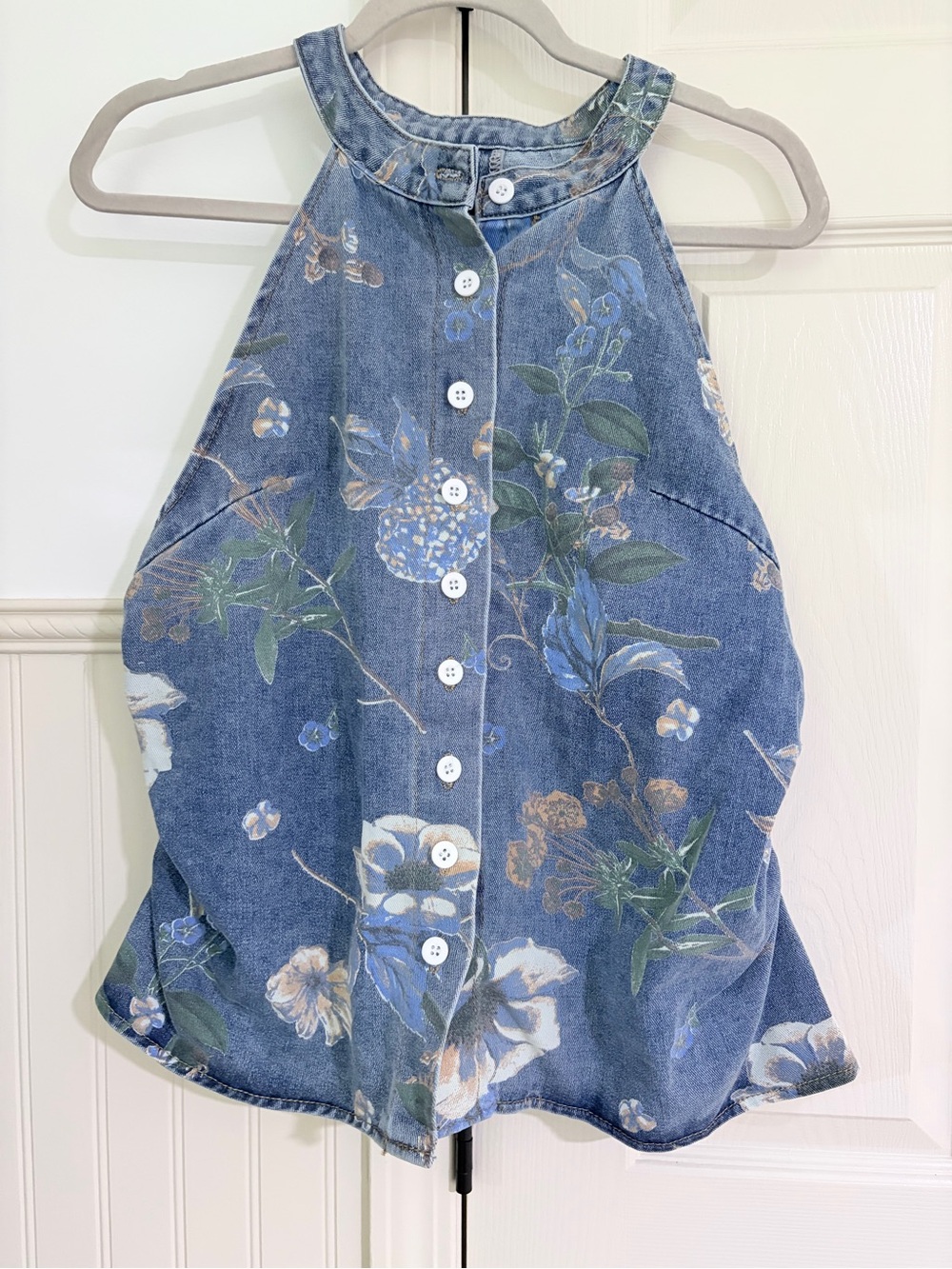 SHEIN Light Blue Denim-Style Halter Top